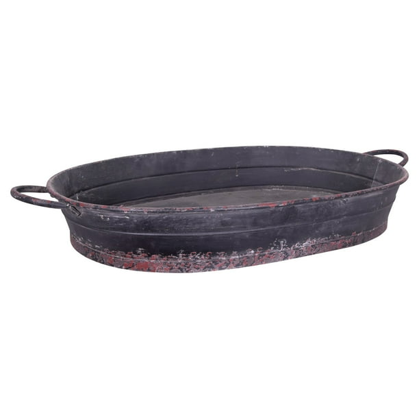 3R Studios Distressed Black Tray with Handles