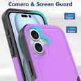 thumbnail image 5 of Allytechgroup Compatible for Apple iPhone 16, Rugged Shockproof Military Grade Protection Dual Layers Hard PC TPU Phone Case for iPhone 16, Purple, 5 of 5
