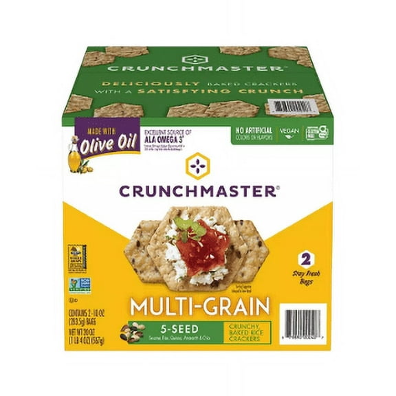 Crunchmaster 5 Seed Multi-Grain Cracker, 10 oz (2-Pack) (Includes Bimsy Florn)