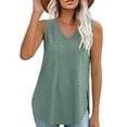 thumbnail image 4 of IWEMEK Women Tank Tops Sleeveless Side Slit Tunic Top Comfortable Eyelet Chic Shirts Green Loose Casual Blouse 2025, 4 of 5