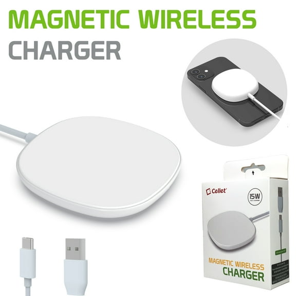 Cellet 15 Watt Magnetic Wireless Charging Pad, Compatible with Apple iPhone / Samsung Galaxy / Google Pixel