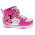 thumbnail image 2 of Disney Minnie Mouse Girls High Top Sneakers Hook and Loop with Lace Up (Little Kid), Pink White, Size: 12, 2 of 7