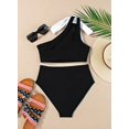 thumbnail image 5 of Women's  Bikini Sets One Bow Shoulder Padded Cute Swim Suit 2025 High Waisted Teen Bathing Suit Large, 5 of 5