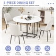 thumbnail image 5 of PAPROOS Extendable Dining Table Set for 4, Compact 5 Piece Dining Room Set with Round Faux Marble Top, Golden Frame, and Upholstered Chairs, Space Saving Foldable Dinette Set, White&Beige, 5 of 11