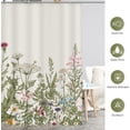 thumbnail image 6 of Spring Floral Shower Curtain- Sage Green Plant Leaves Wildflower Nature Botanical Flower Fabric Cloth Bath Shower Curtain Set with 12 Hooks for Bathroom Decor Accessories, 72"x72", 6 of 6