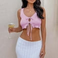 thumbnail image 3 of Ladies Cami Top Crew Neck Navel Exposed Solid Color Streetwear Suit Daily Outfit, 3 of 8