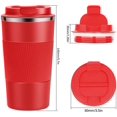 thumbnail image 2 of ZHAOCHENG Taza de viaje reutilizable para café, con aislamiento térmico al vacío, de acero inoxidable, para bebidas frías y calientes (negra, 380 ml), 2 of 3