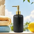 thumbnail image 5 of Djiypn 13.5OZ Fashion Stripe Glass Refillable Soap Dispenser with Rust-Proof Pump Premium Soap Dispenser for Kitchen, Bathroom, Hand Sanitizer, Liquid Soap, Lotion, etc.(1Pack), 5 of 7