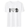 thumbnail image 2 of QLEICOM Oktoberfest T-Shirts, Summer Tops for Women Crewneck Casual Loose Blouses, Beer Mug Printed Graphic Tees Basic Blouses, Women Vintage Funny Pattern Drop Sleeves Tops White I S, 2 of 4