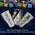 thumbnail image 6 of 30oz Sugar Skull Vacuum Cup -  Double Wall Stainless Steel Tumbler, Insulated Travel Mug with Lid, White, 6 of 9