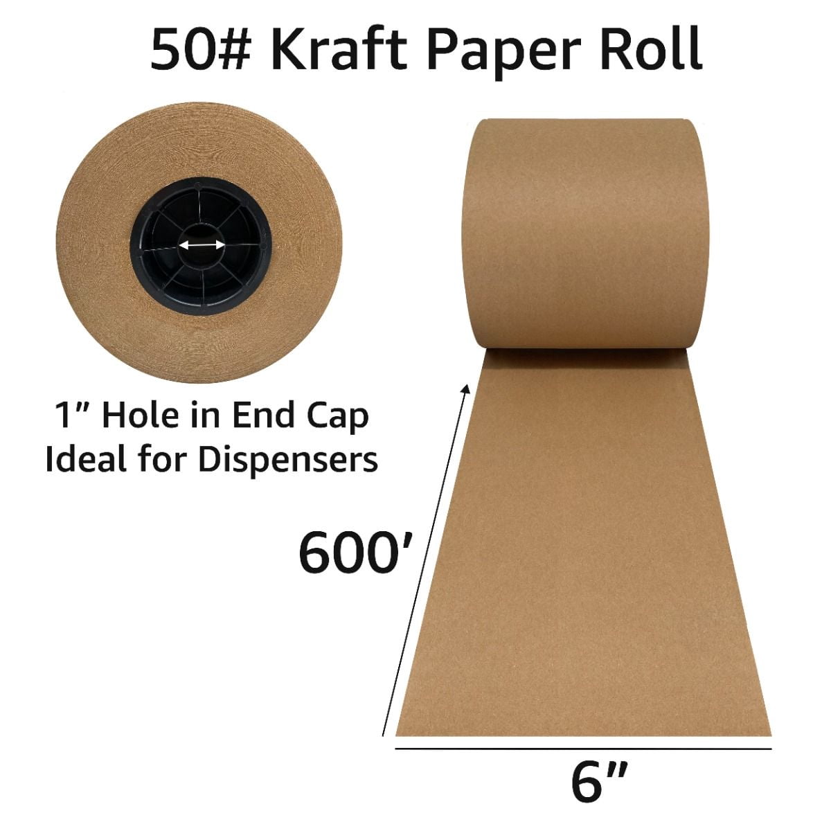 UOFFICE Kraft Paper Roll 600'x6" 50lb Strength Cushioning Material