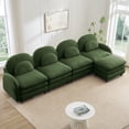 thumbnail image 2 of Miekor Furniture Teddy Fabric Cloud-like 4-Seat Sofa,Curved Backrest and Armrest with Curved Lumbar Pillows, Sectional 4 Seater Modular Couch with Movable Ottoman and Supportive Double-layer c No7734, 2 of 9