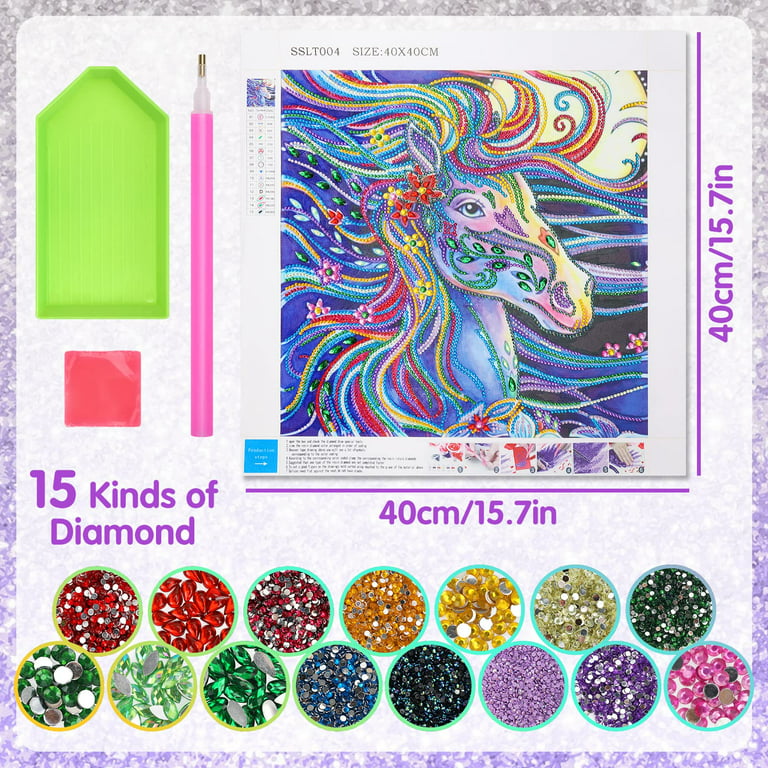 Unicorn Crafts for Girls Boys Ages 8-12 Diamond Art Supplies for Kids: 5D  Diamond Painting Kits Unicorn Gifts for 8-9-10-11-12 Year Old Girls Gift