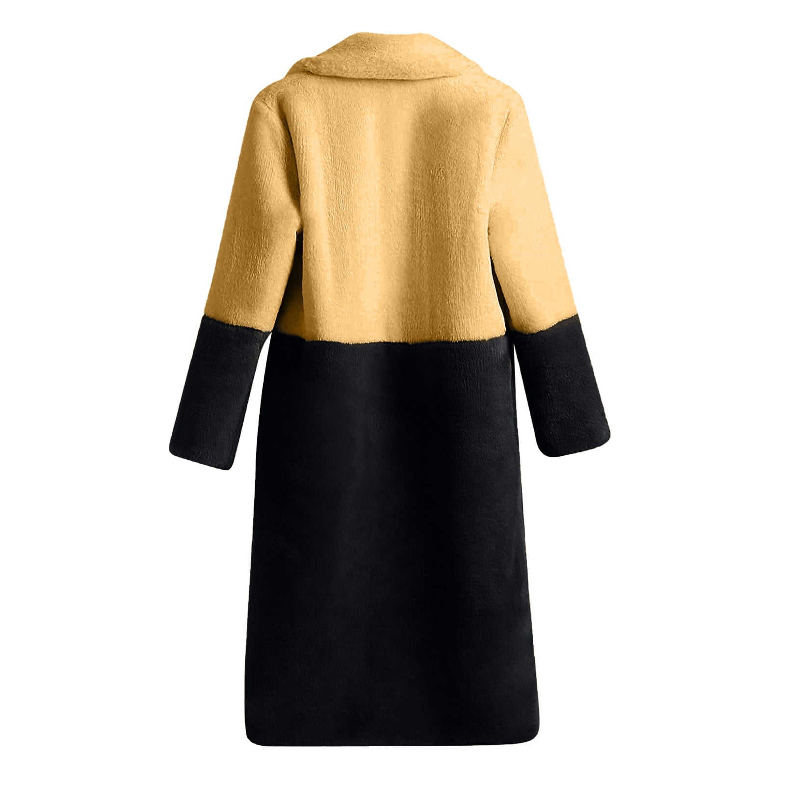 Women's Soft Faux Teddy Fuzzy Warm Long Overcoat Open Front Cardigan Lapel Collar Long Sleeve Loose Fit Jacket Coat