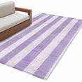 thumbnail image 2 of Purple Linen Stripes Washable Area Rugs 3'x5', Vintage Country Low Pile Throw Living Room Rug Non-Slip Sturdy Edge Binding Carpet for Indoor Entryway Bedside Kitchen, 2 of 9