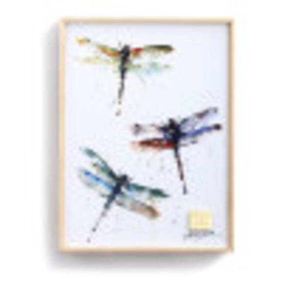 Dragonflies Watercolor Multicolored 8 x 6 Wood Decorative Wall Art Sign