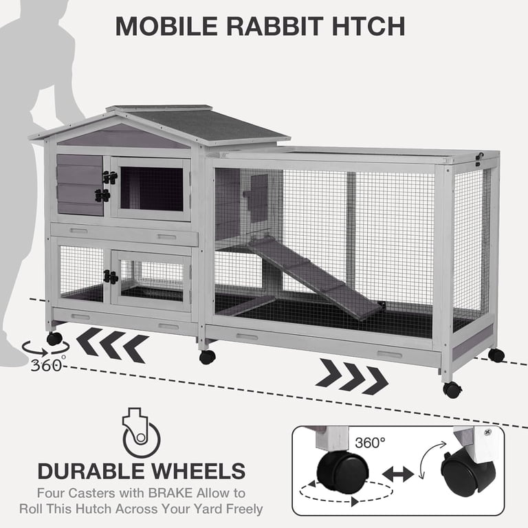 Aivituvin 2-Story Mobile Rabbit Hutch, 62 Inches photo 6