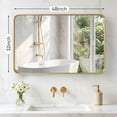 thumbnail image 2 of Gianna Anti-Fog Bathroom Wall Mirror – 32" x 48" Shatterproof Vanity Mirror with Rectangular Metal Frame, Gold, 2 of 5