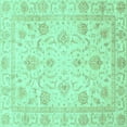 thumbnail image 1 of Ahgly Company Indoor Square Oriental Turquoise Blue Traditional Area Rugs, 4' Square, 1 of 4