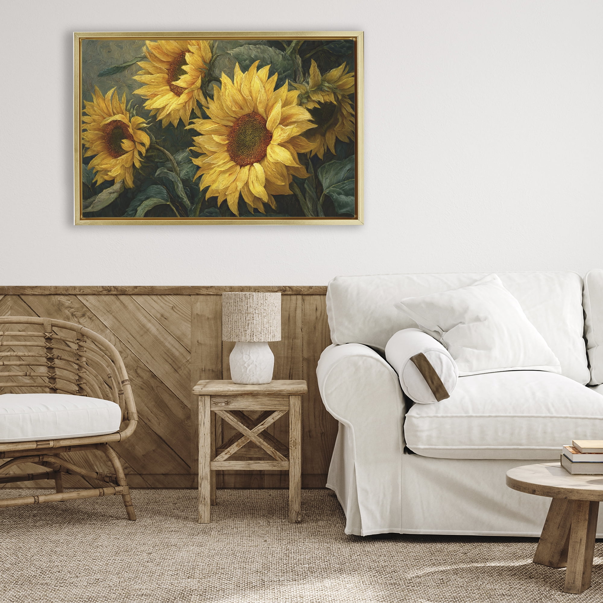 Stupell Industries Sunflowers For The Soul Gold Framed Floater Canvas Wall Art, design by Tina LeCour