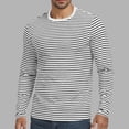 thumbnail image 2 of SAWOBUUN Mens Long Sleeve Striped T-Shirt Crew Neck Casual Basic Stripes Pullover Tee Tops, 2 of 6