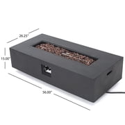 Jaxon Outdoor 56 Rectangular Propane Fire Table with Lava Rocks, Gray
