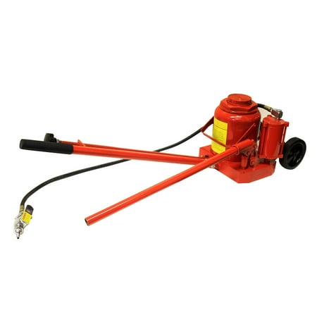 Exhaust Air Jack Stark 50-Ton Air / Hydraulic Operation Bottle Jack with Handle Bottle Jack with Built-In Wheel, Red ()