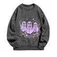 thumbnail image 4 of Womens Ghost Print Sweatshirt Light Warm Pullover Sweater Blouses Round Neck Tops Long Sleeve Blouse Ultra Soft Textured Athletic Sweater Spring Outfits 2025 Pullover Fall Winter Clothes, 4 of 4