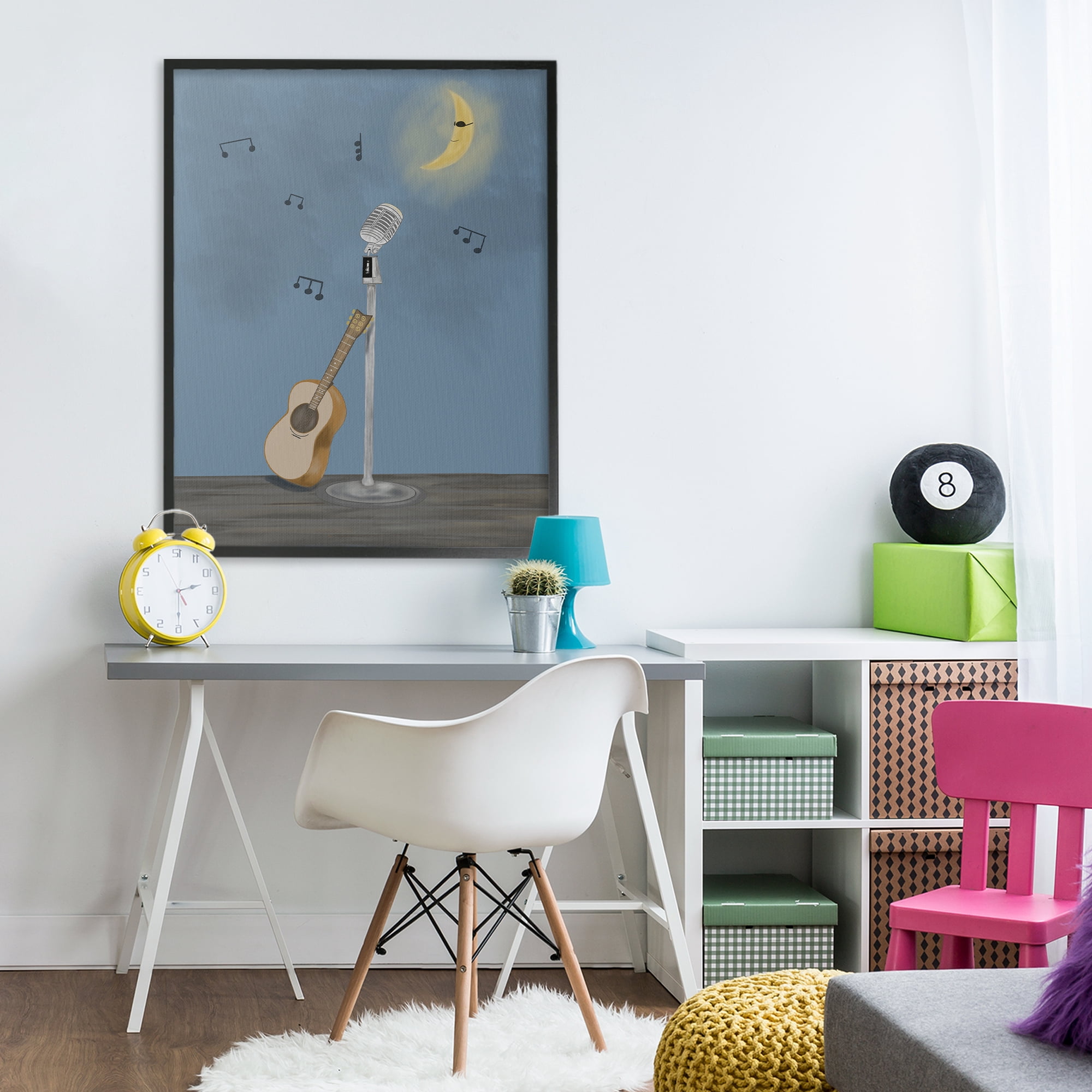 Stupell Industries Music And Moon Stage Black Framed Giclee Art, design by Leslie Hermosa