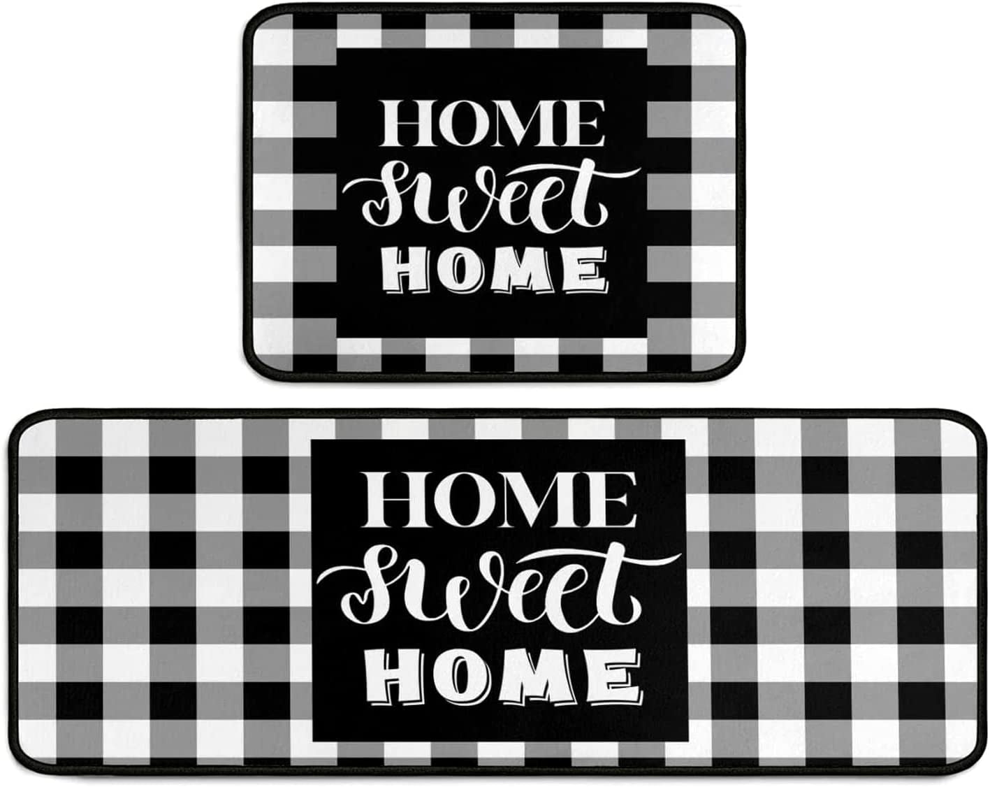 2 Pieces Buffalo Plaid Kitchen Rugs Set Farmhouse Decor Kitchen Mat