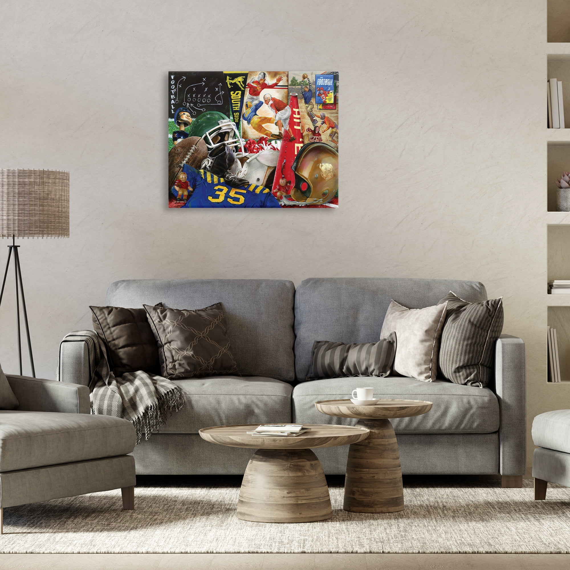 Stupell Industries Football Sports Collage Sports Painting Gallery Wrapped Canvas Art Print Wall Art, 30 x 24