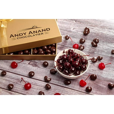 Andy Anand’s California Dark Chocolate Covered Cherries 1 LB, for Birthday, Valentine Day, Gourmet Christmas Holiday Food Gift Basket, Thanksgiving, Mothers Fathers Day, Get Well Gift for Men & (Best Food Baskets For Christmas)