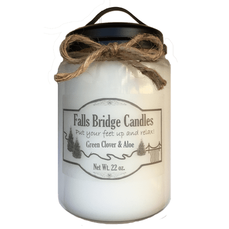 Green Clover & Aloe Scented Jar Candle, 22-Ounce, Soy Blend, Falls Bridge