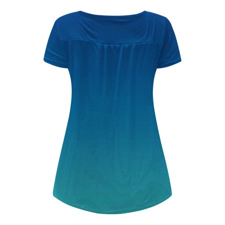 

Simplmasygenix Women Tops Summer Clearance Women s Summer Tapered Round Neck Button Pleated Short Sleeve Top