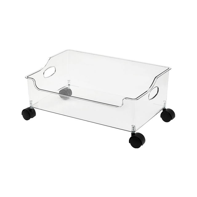 Books Storage Boxes with Wheels Clear Storage Bins Large Organizer for Bookcases