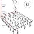 thumbnail image 3 of Metal Sock Hanger,stainless Steel Drying Rack With 36pcs Pegs And Swivel Hook,windproof Laundry Metal Square Hanger For Socks,underwear And Small Item, 3 of 5