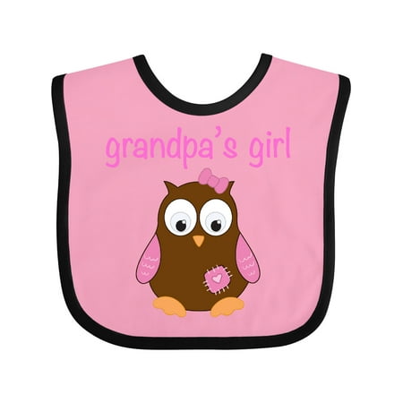 

Inktastic Grandpa s Girl - Owl Gift Baby Girl Bib