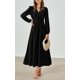 thumbnail image 4 of Vestido largo PRETTYGARDEN 2025 primavera manga larga con cuello en V para mujer, 4 of 8