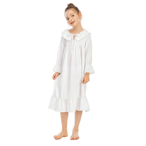 HuaAngel Girls Nightgowns Long Sleeve Sleepwear Comfy Princess Sleep Shirt for Kids Floral Pajama Dress 4-13 Years