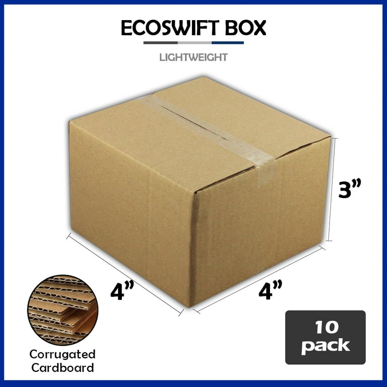 10 EcoSwift Cardboard Moving Boxes – 7x4x3 Inches, Corrugated Shipping Boxes, Brown