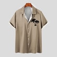 thumbnail image 1 of Drppepioner Chemises à Manches Courtes pour Hommes, Mode Confortable, Chemise à Manches Courtes Imprimée, Col Rabattu, Chemise d'Été Extensible Non Rentrée, Kaki, 1 of 4