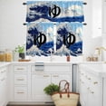 thumbnail image 3 of Ocean Waves Kitchen Curtains Valances and Tiers Set of 3 Japanese Mountain Peaks Waves Letter Sky Tier Curtains and Valance with Rod Pocket for Small Windows, 27.5"x24", 3 of 9