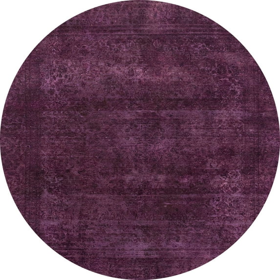 Ahgly Company Machine Washable Indoor Round Abstract Plum Pie Purple Area Rugs, 5' Round
