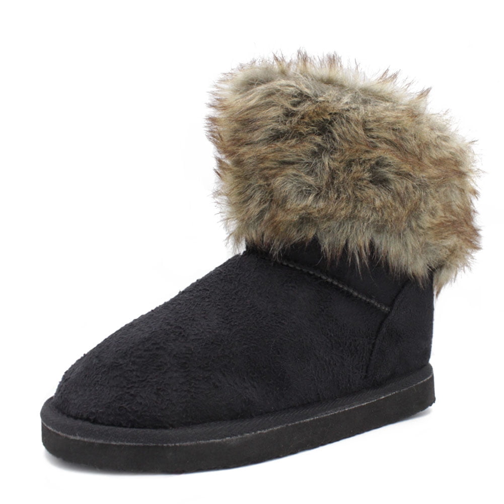 Vlara - VLARA Women's Faux Fur Sheepskin Bow Winter Boots - Walmart.com ...