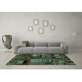 thumbnail image 3 of Ahgly Company Machine Washable Indoor Round Patchwork Turquoise Blue Transitional Area Rugs, 6' Round, 3 of 4
