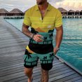 thumbnail image 2 of Vedolay Short Sets Men 2 Piece Outfits Vacation Mens Short Sets 2 Piece Outfits Summer Shirt and Shorts Set Beach Tracksuit,Yellow 3XL, 2 of 3