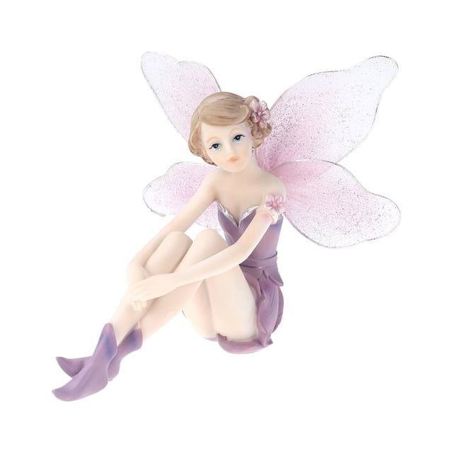 Hermosos adornos de ángel de resina para niña, regalos creativos, decoración del hogar, figuras de hadas de flores en miniatura, decoración de boda (posición sentada, estilo B, piernas cerradas)
