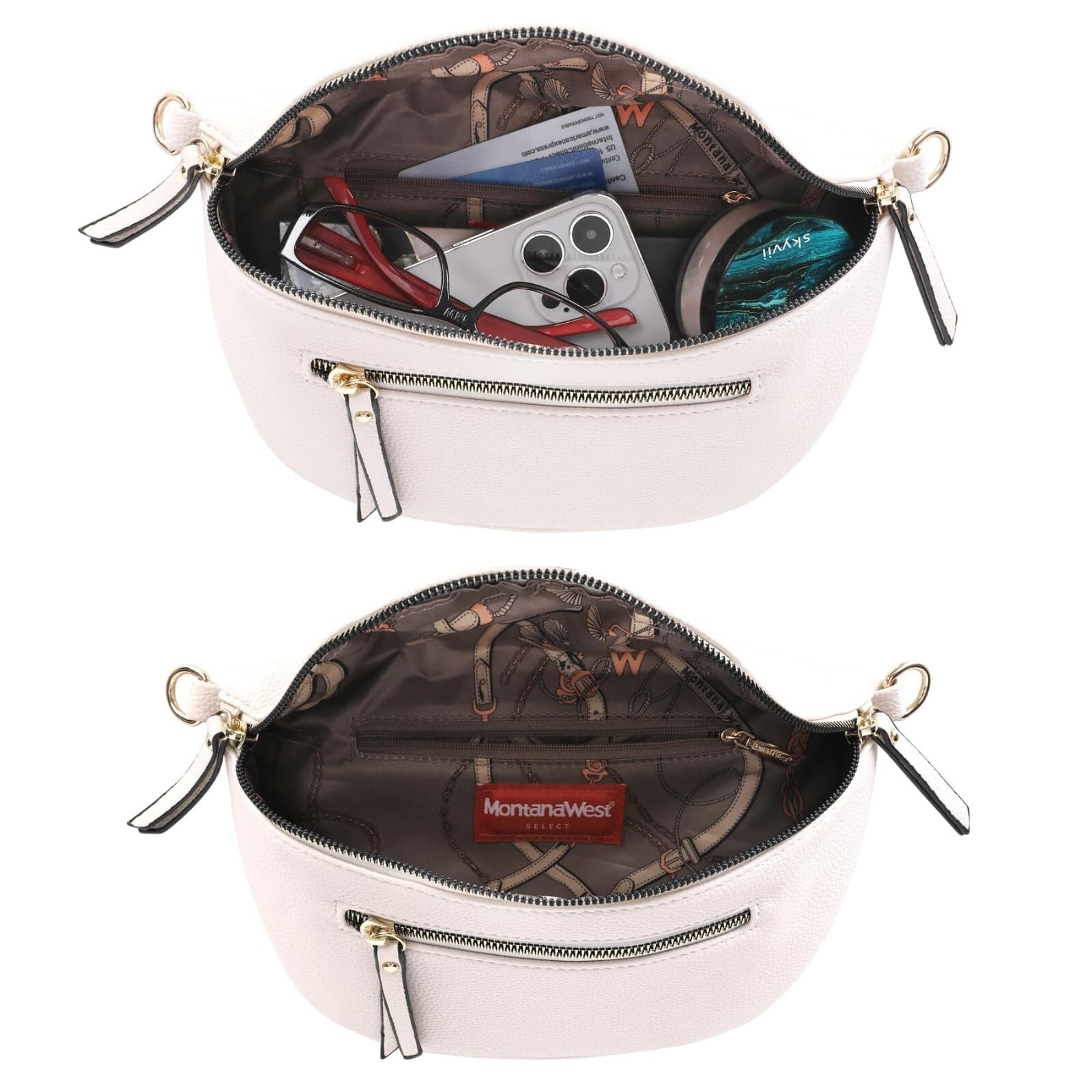 Montana West Crossbody Bags for Women Bum Bag Sling Purse with Adjustable Strap, Beige