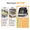 thumbnail image 6 of Xl Stainless Steel Cat Litter Box With Lid  Extra Large Enclosed For Big Cats High Sided Metal Pan Removable Lid& Scoop Odor Free Easy Cleaning Anti-urine Leakage, 6 of 7