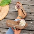 thumbnail image 5 of Xdegoge Sandals for Women Summer Wedge Slides Open Toe Flower Decor Contrast Stitching Platform Mules Casual Beach Walking Shoes Lightweight Non Slip Sole Ladies Footwear, 5 of 9